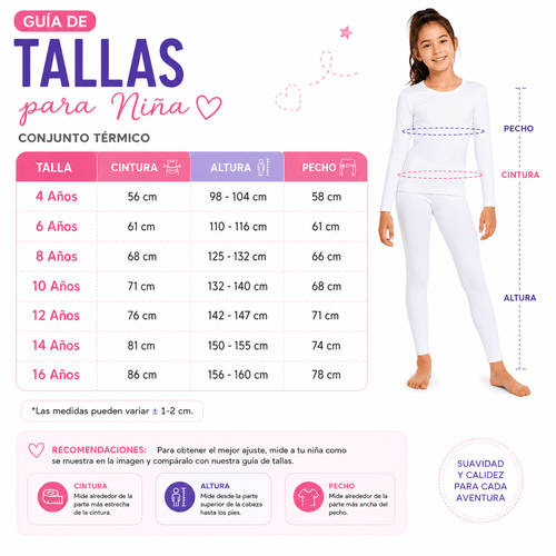 Conjunto De Ropa Interior Térmica Niña - Don Calcetín