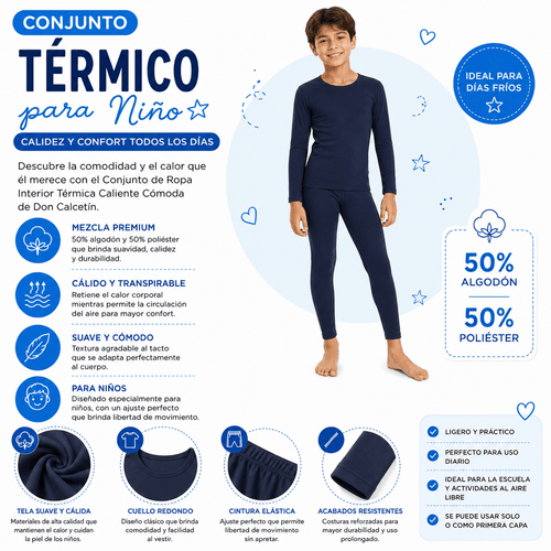 Conjunto De Ropa Interior Térmica Niño - Don Calcetín