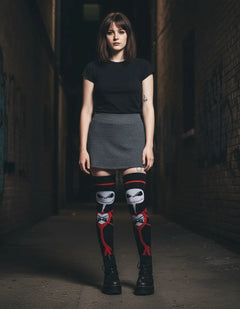 Calceta Larga Medieta Jack Corazon Rojo