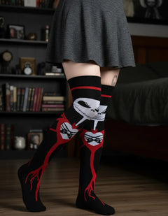 Calceta Larga Medieta Jack Corazon Rojo