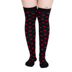 Calceta Larga Medieta Corazones Negro Mujer