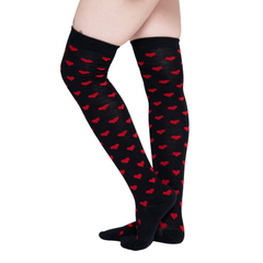 Calceta Larga Medieta Corazones Negro Mujer