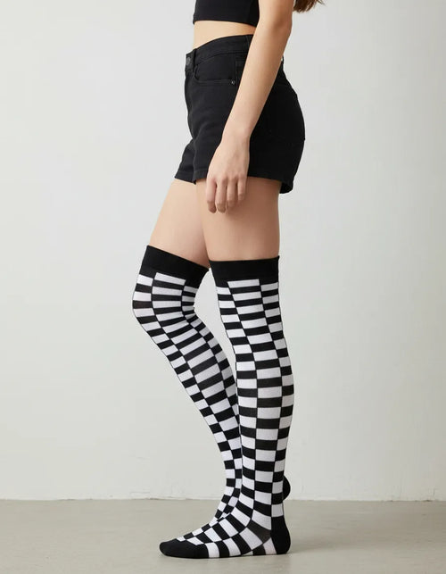 Calceta Larga Medieta Cuadros Tipo Vans