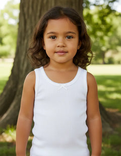 Camiseta Blanca Tirante Grueso con Moño Niña by Don Calcetín