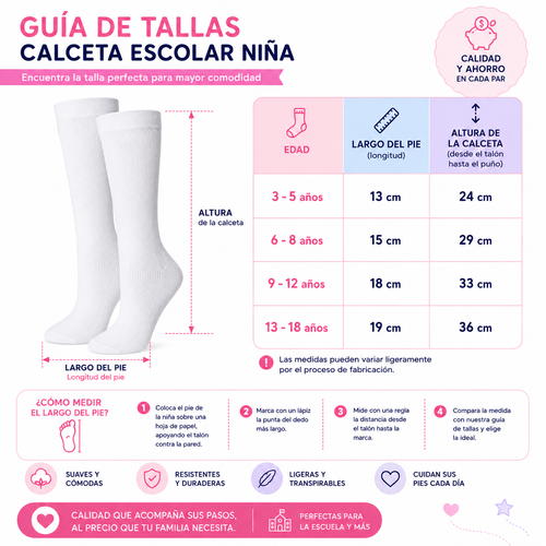Calceta Escolar Económica Niña 6 Pares by Don Calcetín