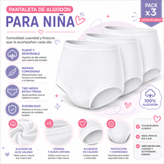 Calzón Pantaleta de Algodón Niña 3 Piezas by Don Calcetín