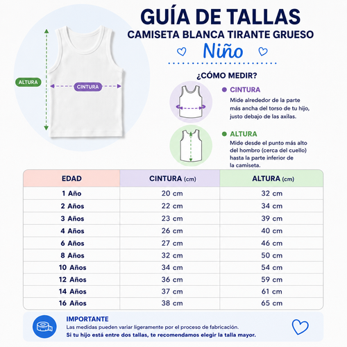 Camiseta Blanca Tirante Grueso Niño 3 Piezas by Don Calcetín
