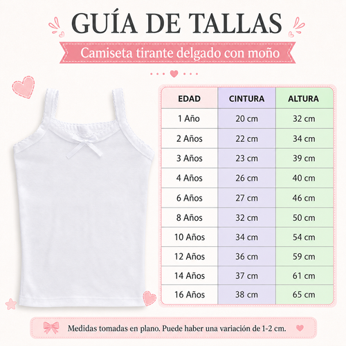 Camiseta Tirante Delgado con Moño Niña 3 Piezas by Don Calcetín
