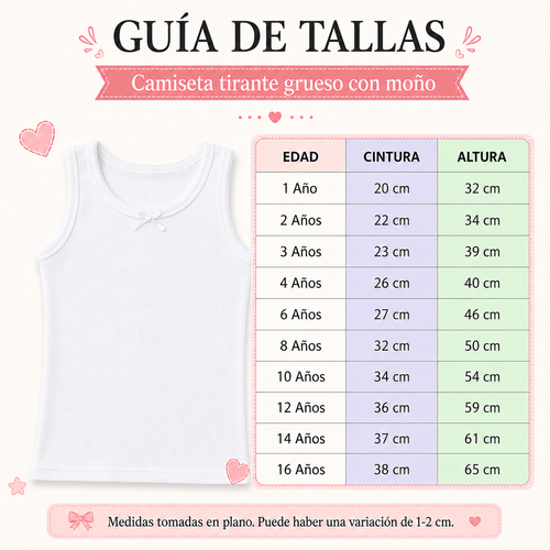 Camiseta Tirante Grueso con Moño Niña 3 Piezas by Don Calcetín