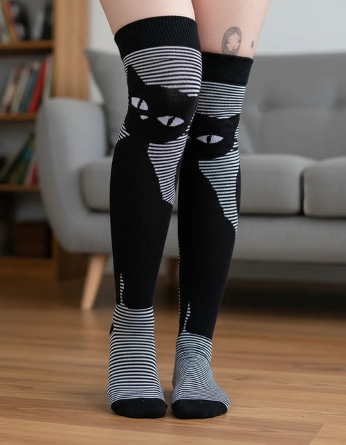 Calceta Larga Medieta Gatos Rayas