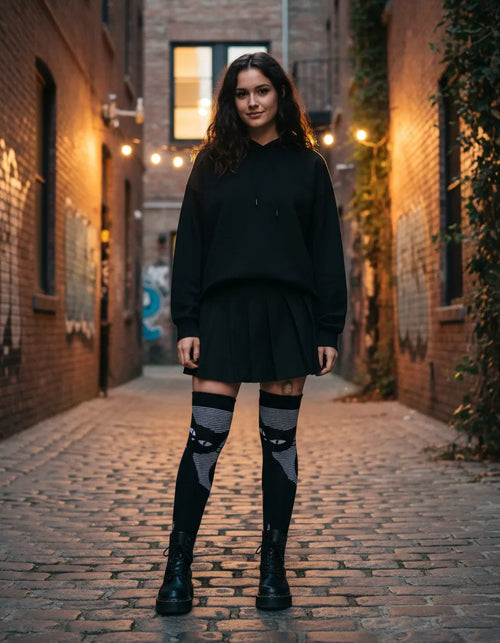 Calceta Larga Medieta Gatos Rayas