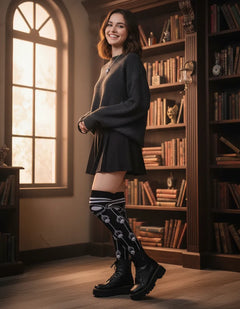 Calceta Larga Medieta Jack Arañas Negro