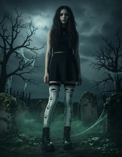 Calceta Larga Medieta Jack Arañas Blanco