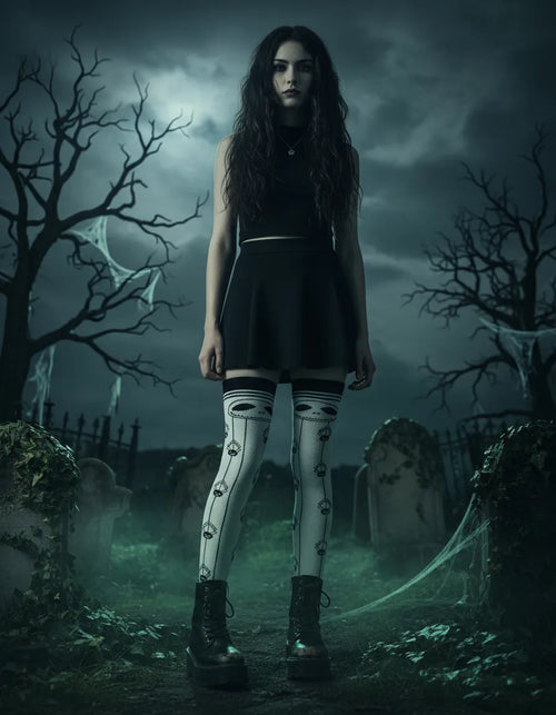 Calceta Larga Medieta Jack Arañas Blanco