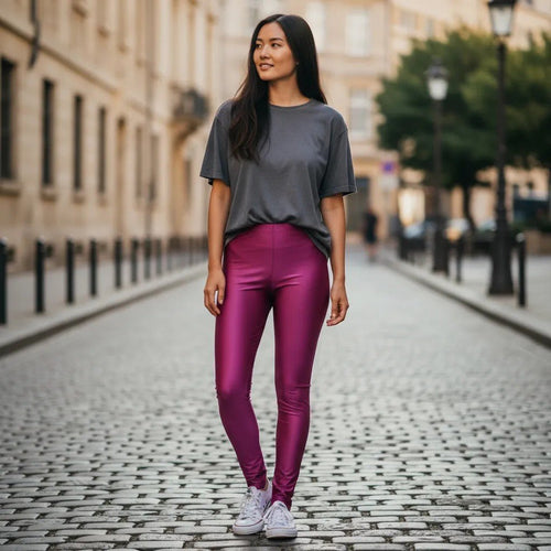 Leggings Brillosos Mujer Vinipiel Sexy Strech Uso Diario - Don Calcetín