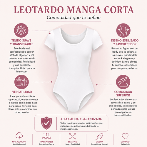 Leotardo Manga Corta Mujer Algodón - Don Calcetín