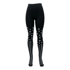 Malla Cruces Blancas Mujer - Accesorio Halloween Disfraces Elegante - Don Calcetín