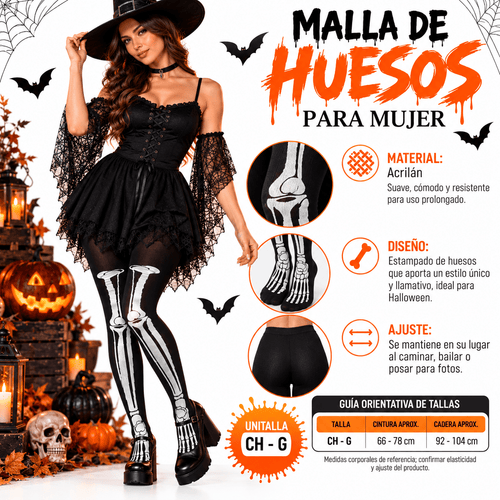Malla Diseño Huesos Para Mujer - Don Calcetín