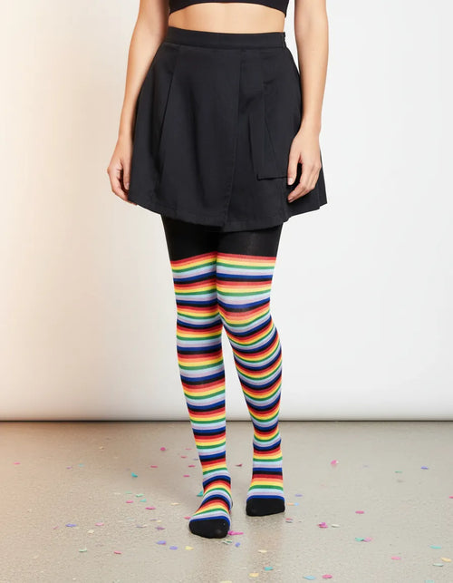 Malla Media Rayada Multicolor Mujer