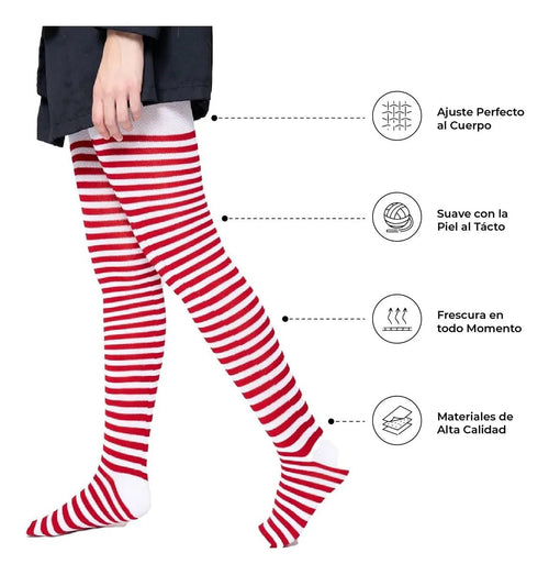 Mallas Navideñas Caramelo Villancicos - Mujer Verde y Rojo - Don Calcetín
