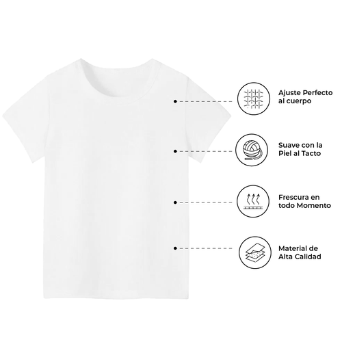 Playera Blanca manga Corta Algodón Niño
