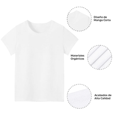 Playera Blanca manga Corta Algodón Niño