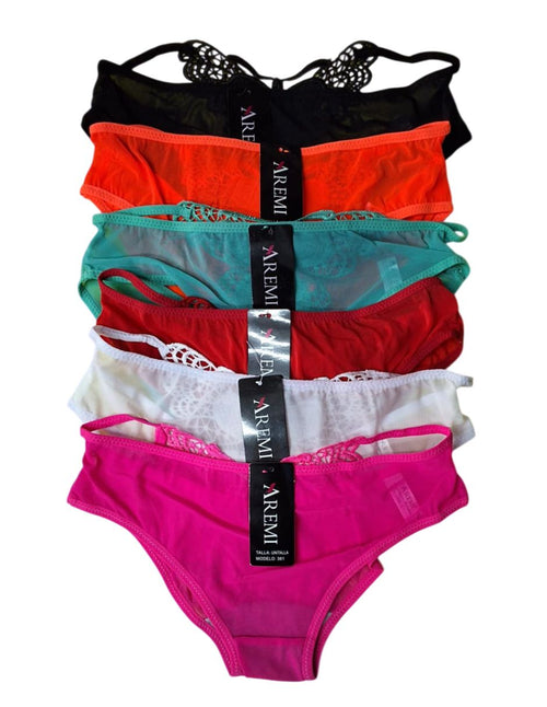 Ropa interior Bikini mujer Surtido varios colores 6 Piezas Unitalla