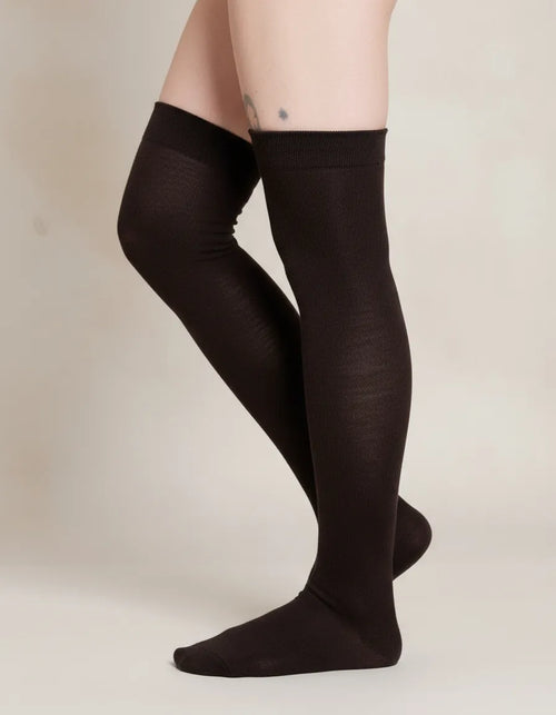 Calceta Larga Medieta Lisa Marón Oscuro