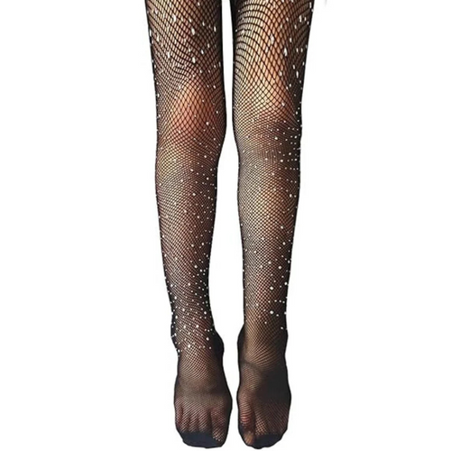 Medias Malla Red Brillante Diamantes Niña