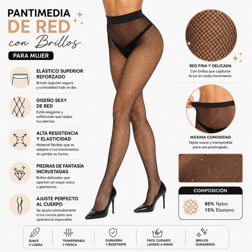 Pantimedia de Red Con Brillos - Don Calcetín