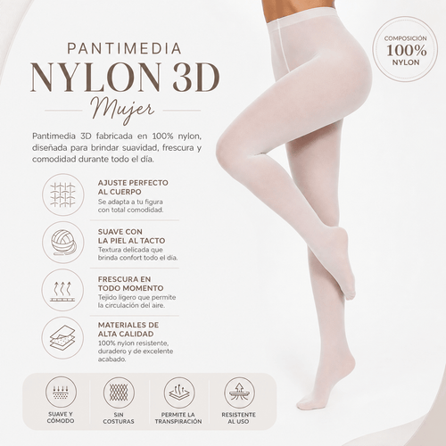Pantimedia Malla Nylon 3D Mujer - Don Calcetín