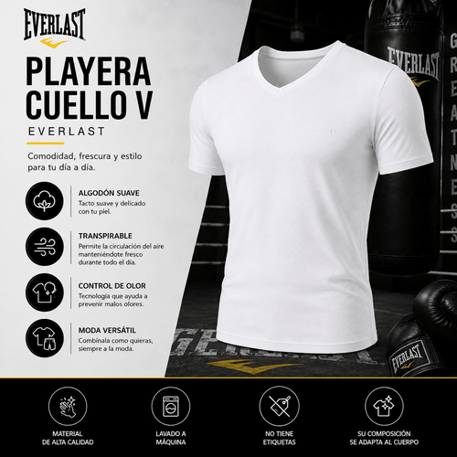 Playera Manga Corta Cuello V Everlast - Don Calcetín