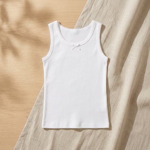 Camiseta Blanca Tirante Grueso con Moño Niña by Don Calcetín