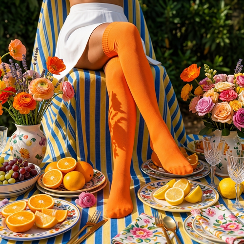 Calceta Larga Medieta Naranja by Don Calcetín
