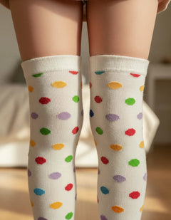 Calceta Larga Medieta Puntos Niña