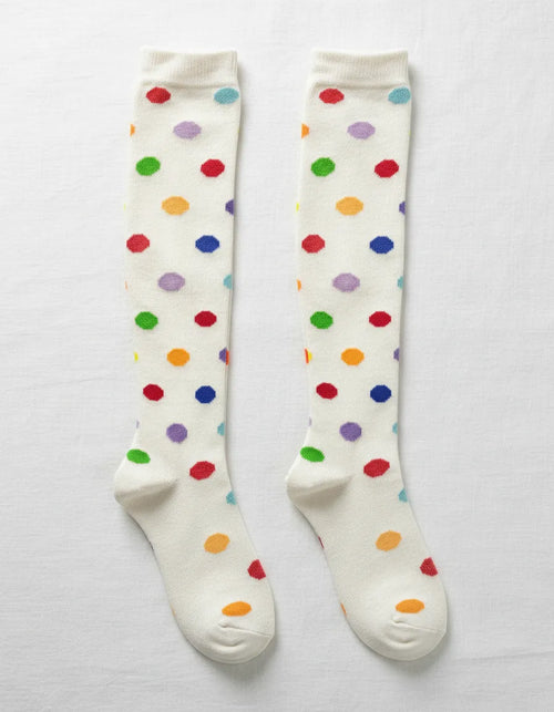 Calceta Larga Medieta Puntos Niña