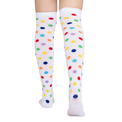 Calceta Larga Medieta Puntos Multicolor Blanco Mujer