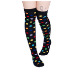 Calceta Larga Medieta Puntos Multicolor Negro Mujer