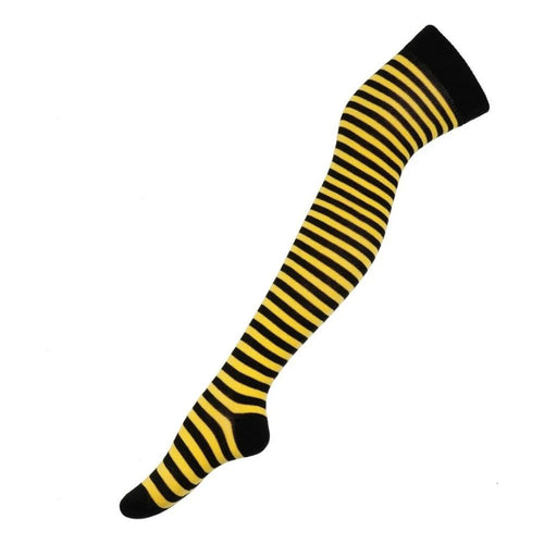 Calceta Larga Medieta Rayada Amarillo
