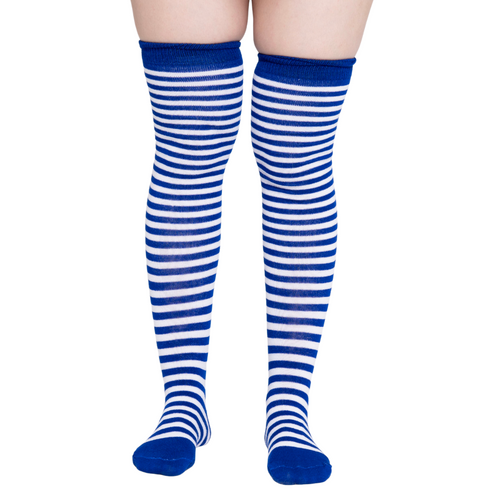 Calceta Larga Medieta Rayada Azul