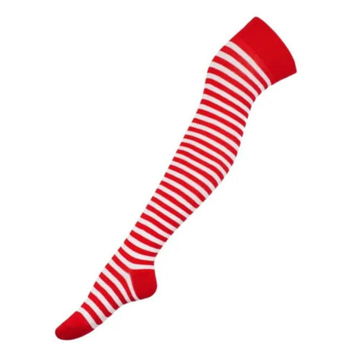 Calceta Larga Medieta Rayada Rojo