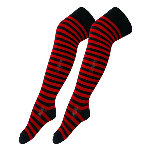 Calceta Larga Medieta Rayada Rojo Niña