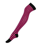 Calceta Larga Medieta Rayada Rosa