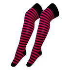 Calceta Larga Medieta Rayada Fucsia Niña