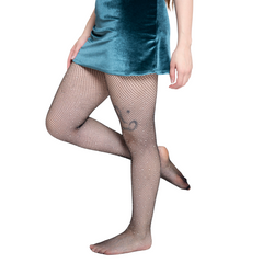 Medias Mallas Red Brillos Negro Mujer