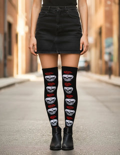 Calceta Larga Medieta Craneo Rosas