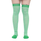 Calceta Larga Medieta Rayada Verde Y Blanco