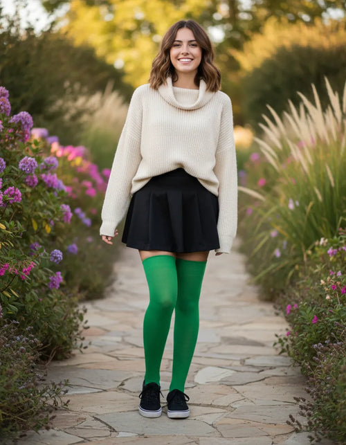 Calceta Larga Medieta Lisa Verde