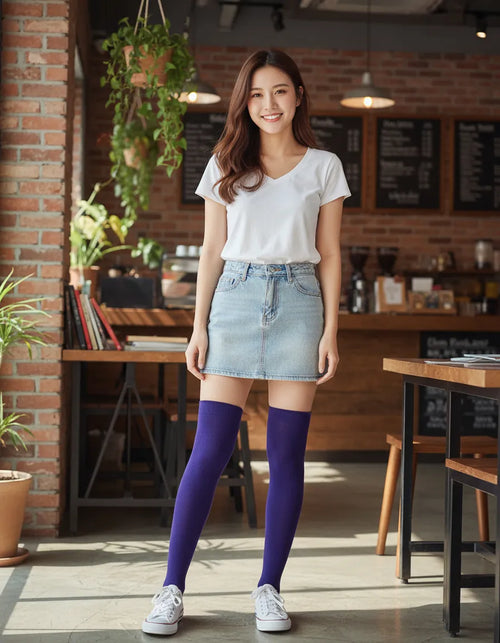 Calceta Larga Medieta Lisa Violeta